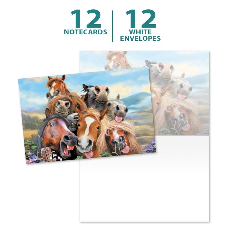 Tree-Free Greetings EcoNotes 12 Count Horses Selfie All Occasion Notecard Set with Envelopes, 4 x 6 Inches (FS56896) - Image 5
